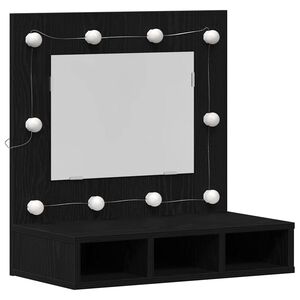 vidaXL Peeglikapp peeglituledega Must tamm 60 x 31,5 x 62 cm Tehispuit