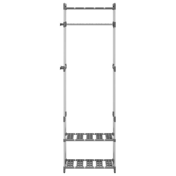 vidaXL 3-tasandiline riidenagi, hõbedane, 59 x 29 x 192 cm, alumiinium