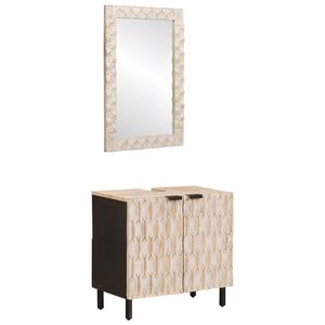 vidaXL Vannitoa komplektid Valge pesu viimistlus Tugev mango puu