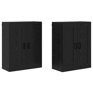 vidaXL Seinale kinnitatav kapp 2 pcs Must tamm 69,5 x 34 x 90 cm