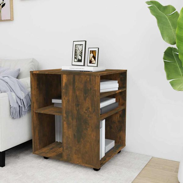 vidaXL ratastel kapp, suitsutatud tamm, 60 x 53 x 72 cm, tehispuit