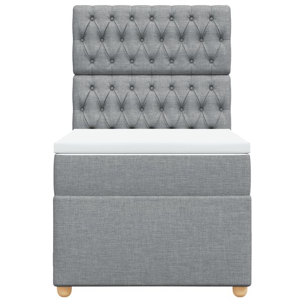 vidaXL kontinentaalvoodi madratsiga, helehall, 100x200 cm, kangas