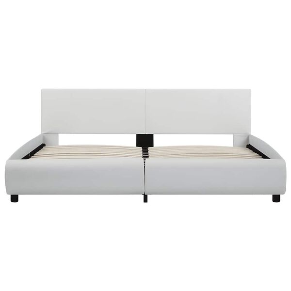 vidaXL voodiraam LEDiga valge kunstnahast 160 x 200 cm