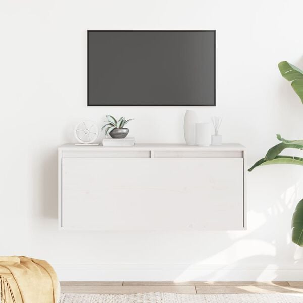 vidaXL seinakapp valge 80x30x35 cm, männipuit