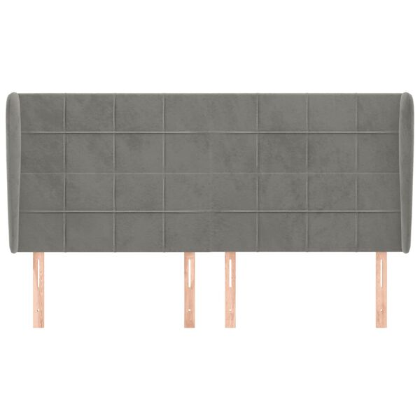 vidaXL voodipeats servadega, helehall, 183x23x118/128 cm, samet