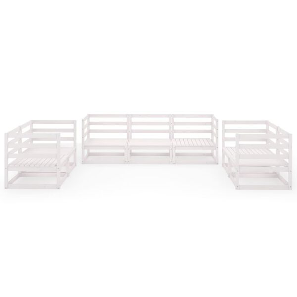 3075730 vidaXL 7-osaline aiamööblikomplekt, valge, toekas männipuit (805666+805676+805701)
