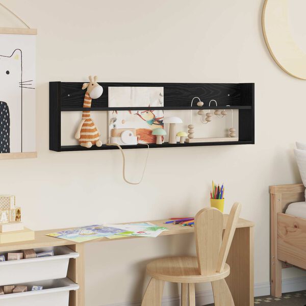 vidaXL Ajakirja riiul riiuliga Must tamm 100 x 12 x 30 cm Tehispuit