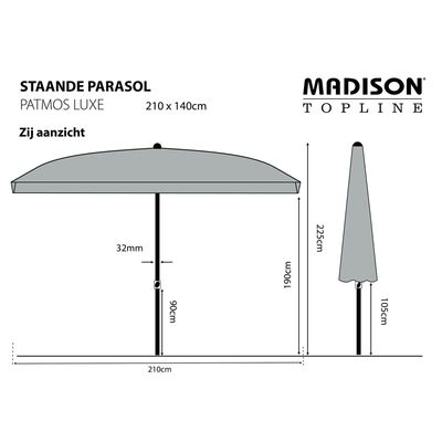 Madison päikesevari "Patmos Luxe" kandiline 210x140 cm, pruunikashall