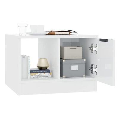 vidaXL kohvilaud, kõrgläikega valge, 50x50x36 cm, tehispuit