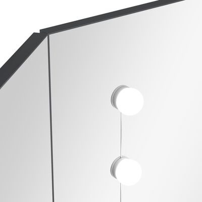vidaXL nurga tualettlaud LED-tulega, hall, 111 x 54 x 141,5 cm