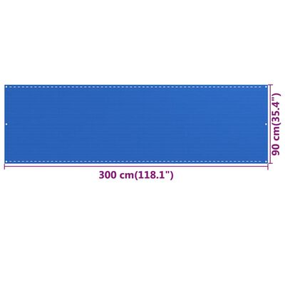 vidaXL rõdusirm, sinine, 90 x 300 cm, HDPE