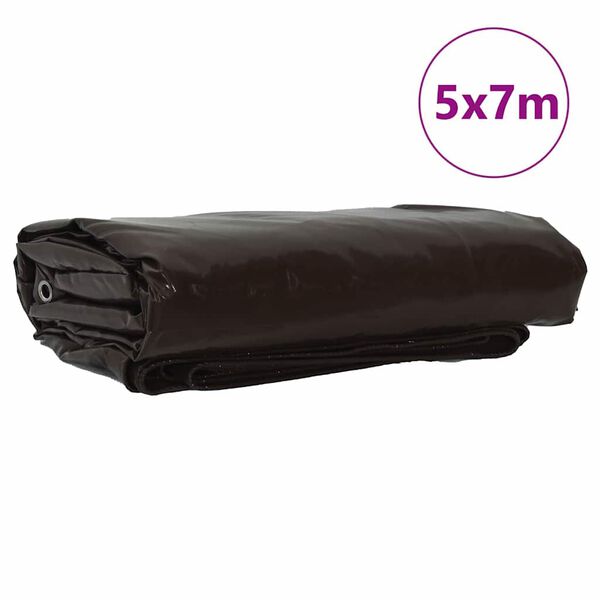 vidaXL Tarpaulin 650g / m&sup2; Pruun 5 x 7 m L&otilde;uend PVC kattega