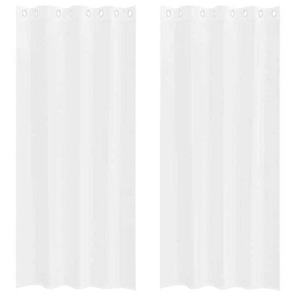 vidaXL Voile Kardin kardinatega 2 pcs Valge 225 x 140 cm Pol&uuml;ester