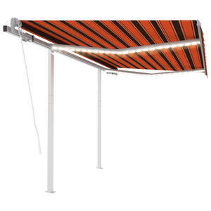 vidaXL automaatne varikatus, LED, tuuleandur 3x2,5 m oranž/pruun