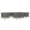 vidaXL 13-osaline aiamööbli komplekt patjadega, hall, polürotang