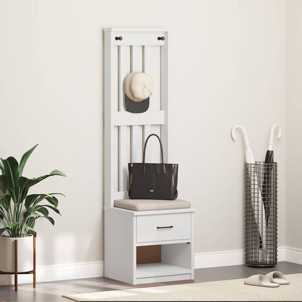 vidaXL saalipuu SANDNES Valge 45x40x159,5 cm t&auml;ispuidust m&auml;nd