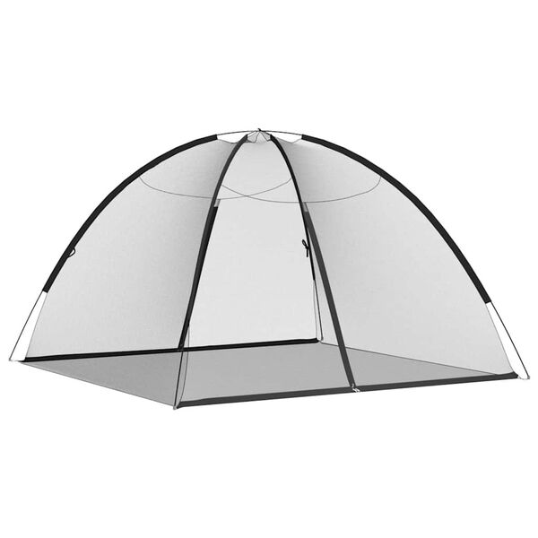 vidaXL Mongoolia s&auml;&auml;sev&otilde;rk ustega, 220 v&otilde;rk must 200x200x135 cm