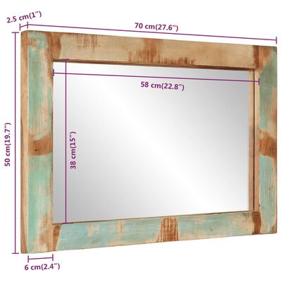 vidaXL peegel, 70x50 cm, taastatud puit ja klaas