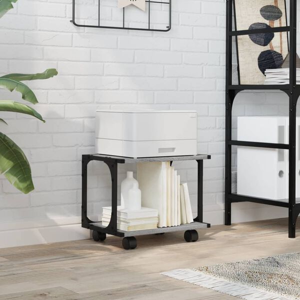 vidaXL printerialus, 2 tasandit, hall Sonoma, 41x28x33,5 cm, tehispuit