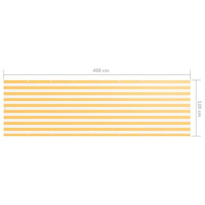 vidaXL rõdusirm, valge ja kollane, 120 x 400 cm, oxford-kangas