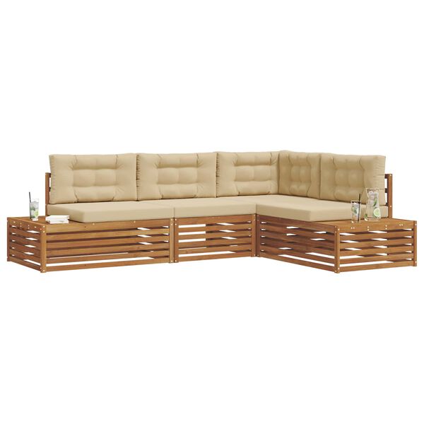 vidaXL V&auml;li diivanikomplekt padjaga 4 T&uuml;kk Looduslik ja beež