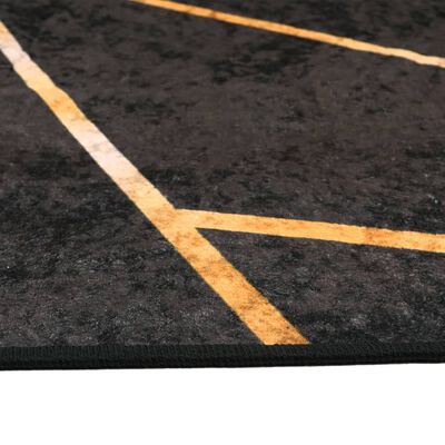 vidaXL vaip, pestav, must ja kuldne, 80 x 150 cm, libisemisvastane