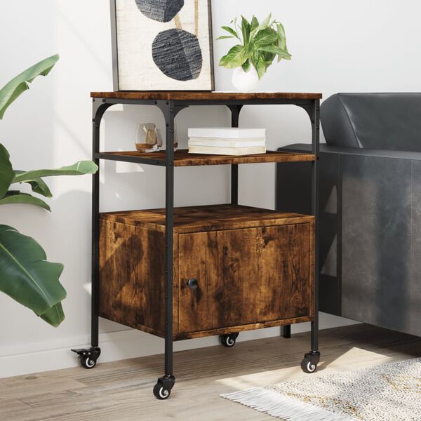 vidaXL printerialus, 3 tasandit, suitsutamm, 50x40x76 cm, tehispuit