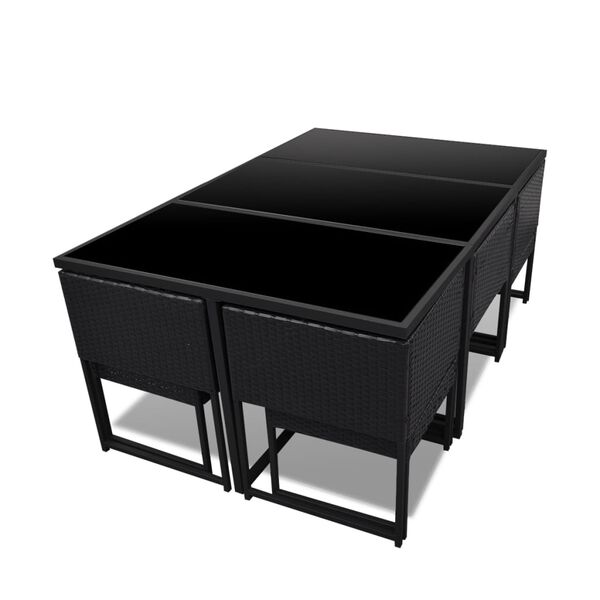 vidaXL 11-osaline aiam&ouml;&ouml;blikomplekt patjadega, pol&uuml;rotang, must