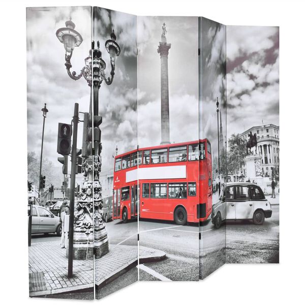 vidaXL kokkupandav sirm 200 x 170 cm, Londoni buss, must ja valge