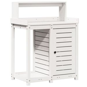 vidaXL riiulitega istutuslaud, valge, 82,5 x 50 x 109,5 cm, m&auml;nnipuit