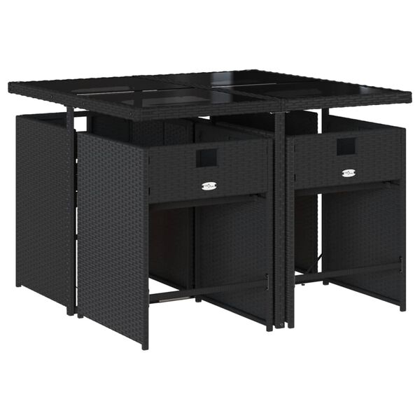 vidaXL 5-osaline aiamööbli komplekt patjadega, must, polürotang