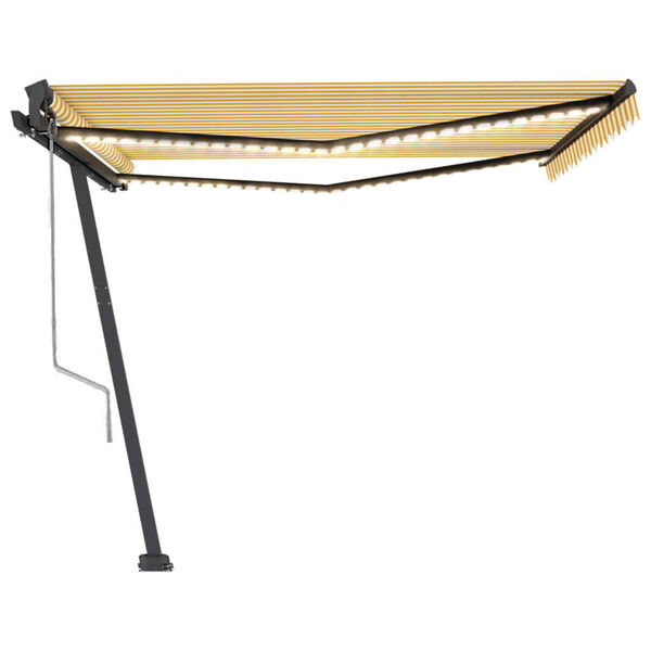 vidaXL automaatne varikatus, LED, tuuleandur, 400x350 cm kollane/valge