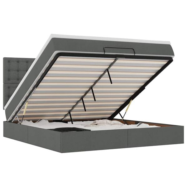 vidaXL Ottomani voodiraam madratsiga, tumehall, 160x200 cm, kangas