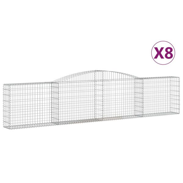 vidaXL kaarekujulised gabioonkorvid 8 tk, 400x30x80/100 cm, raud