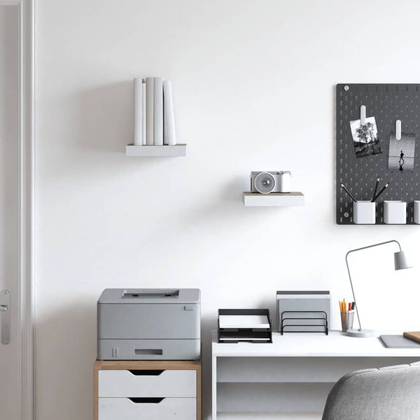 vidaXL seinariiulid, 2 tk, tamm ja valge, 23 x 23,5 x 3,8 cm MDF