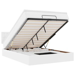 vidaXL ottomani voodi madratsitega &LEDi, valge, 140x190cm, kunstnahk