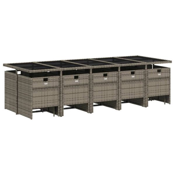 vidaXL 15-osaline aia s&ouml;&ouml;gim&ouml;&ouml;bli komplekt patjadega, hall, pol&uuml;rotang