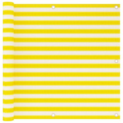 vidaXL rõdusirm, kollane ja valge, 90 x 500 cm, HDPE