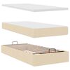 vidaXL Ottomani voodiraam madratsitega, kreemjas, 180x200cm, kangas