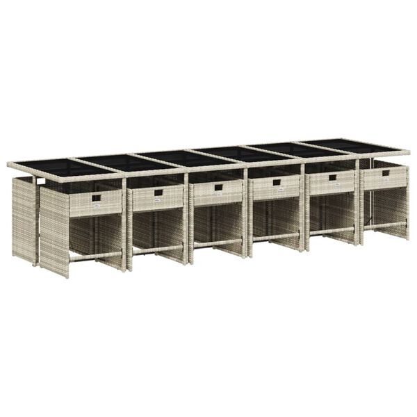 vidaXL 13-osaline aia s&ouml;&ouml;gim&ouml;&ouml;bli komplekt patjadega, hall, pol&uuml;rotang