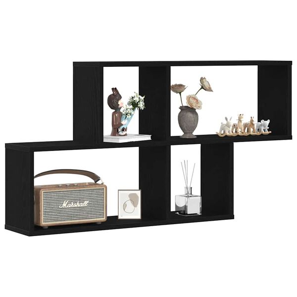 vidaXL Seinariiul riiuliga Must tamm 76 x 15 x 53 cm Tehispuit