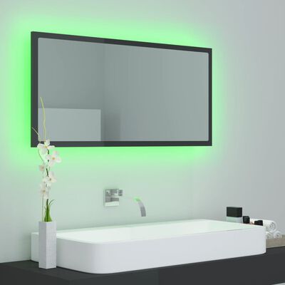 vidaXL LED vannitoa peeglikapp, hall, 90x8,5x37 cm, akrüül