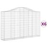 vidaXL kaarekujulised gabioonkorvid 6 tk, 200x30x120/140 cm, raud