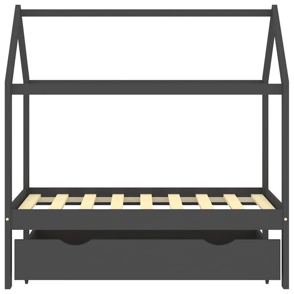 vidaXL lastevoodi raam sahtliga, tumehall männipuit, 70x140 cm