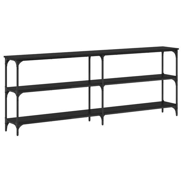 vidaXL Konsoollaud Must tamm 200 x 29 x 75 cm T&ouml;&ouml;deldud puit ja metall