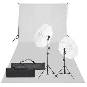 vidaXL fotostuudio komplekt valgustuse ja taustapildiga