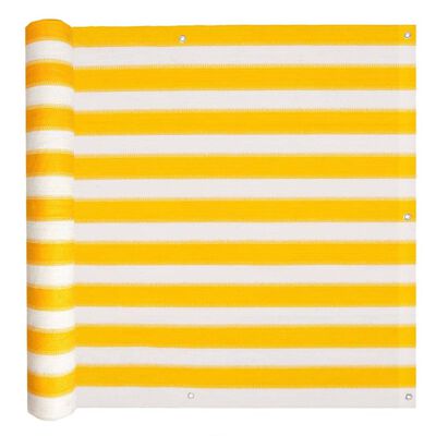 vidaXL rõdusirm HDPE, 75 x 600 cm, kollane ja valge