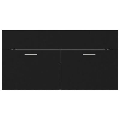 vidaXL valamukapp sisseehitatud valamuga, must, puitlaastplaat