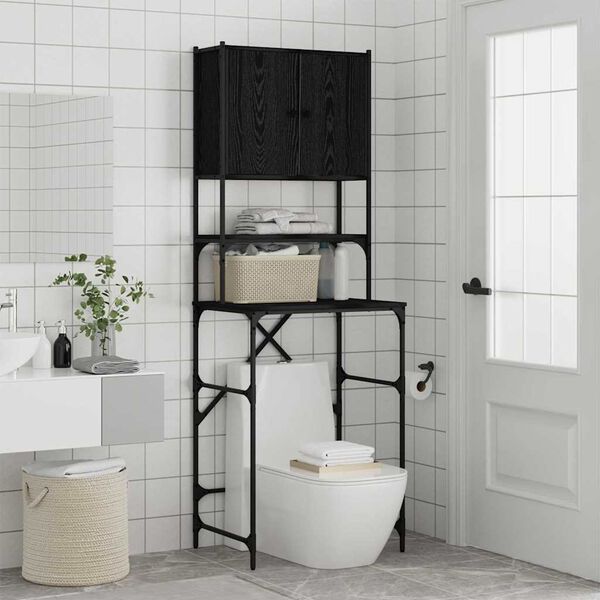 vidaXL Pesumasina kapp Must 0ak 68 x 48,5 x 194 cm Tehispuit