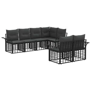 vidaXL V&auml;li diivanikomplekt padjaga 7 pcs Must ja Tumehall Pol&uuml;ester